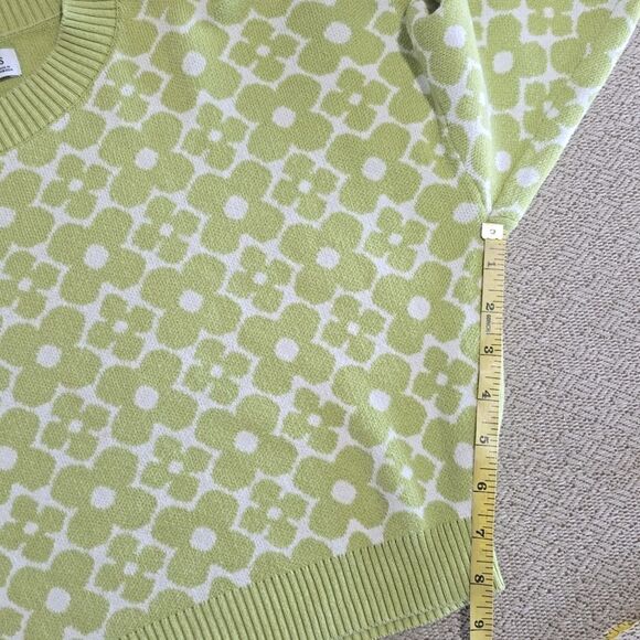 Hollister Retro Green White Flower Crop Sweater - Size Small - Picture 8 of 12